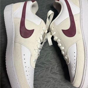Nike Women's White and Burgundy Sneakers